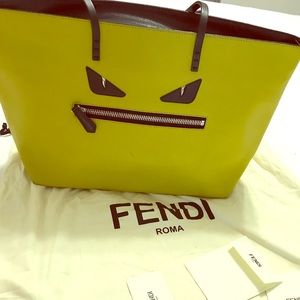 Fendi monster eye yellow tote